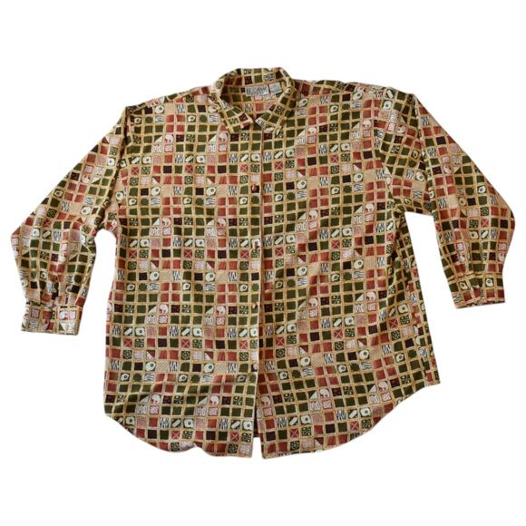 Vintage 80s Abstract Geometric Oversized Shirt | Plus Size 2X - Picture 1 of 7